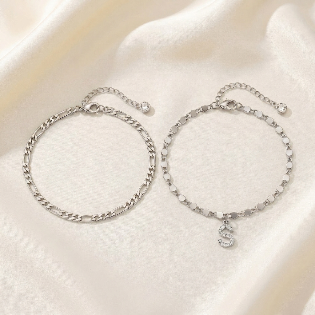 Riviena Initial Anklet Set